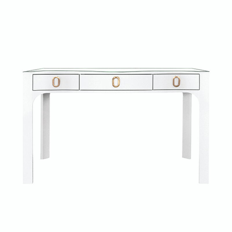 Gladys Glass Writing Desk, White