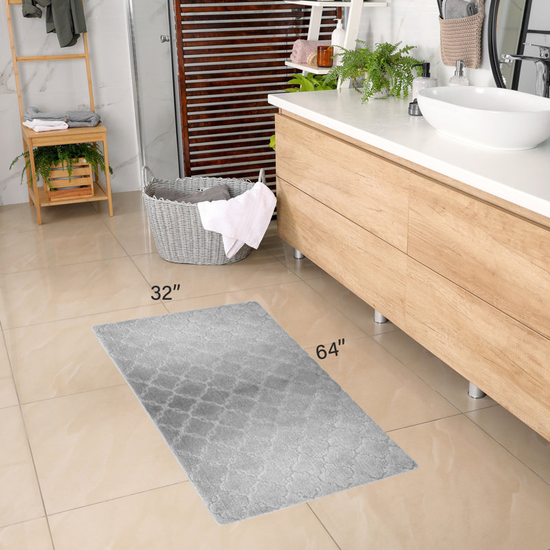Tapis de cuisine, Rectangle 2 pi 8 po x 5 pi 4 po, Gris clair