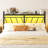  California King Size Headboard With Storage, 60,000 Diy Color Of Led Lights, Cal King Metal Head Board With Charging Station, Modern Freestanding Headboard Only, Easy Assembly, Black-509900768-509900770