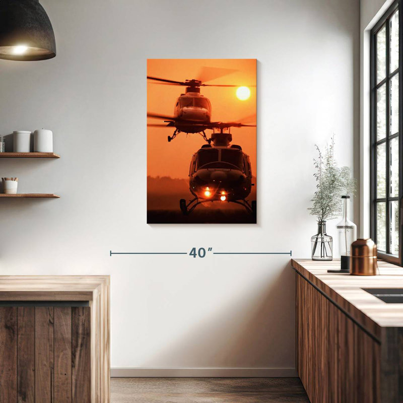 Mehar Helicopter Sunset Landing, 36" H x 24" W
