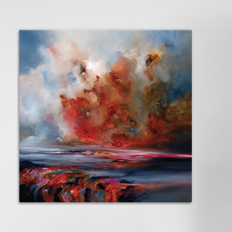 Peinture à la chaleur sur toile tendue, H 18 po x l 18 po x P 1,5 po, Toile avec cadre noir, Pas de tapis
