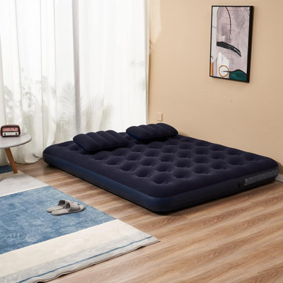 Queen Size Camping Air Mattress Inflatable Bed With Pillow,Include Pump by Arlmont & Co.