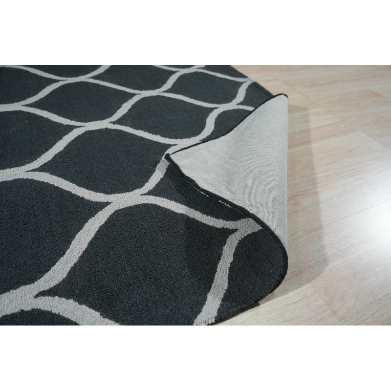 Tapis noir en laine touffeté à la main Julie