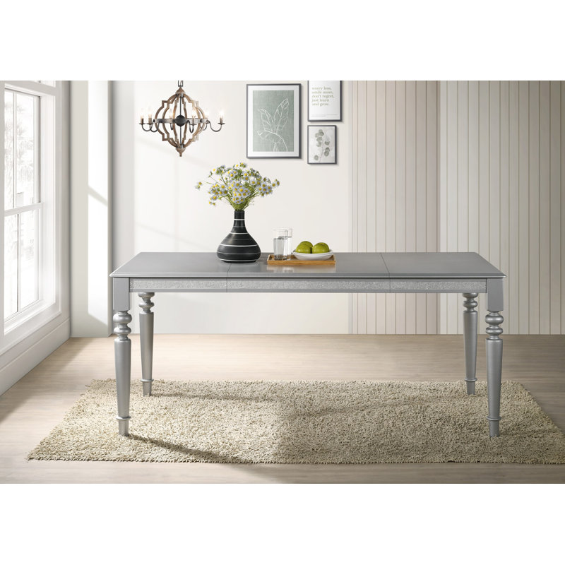 Madigan Solid Wood Base Dining Table, Silver