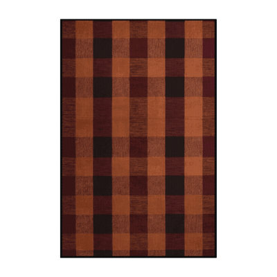 Machine Washable Checkered Black Area Rug