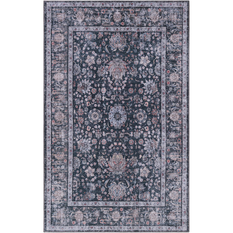 Tapis Samarth Thorine, Noir, Rectangle 5 pi 1 po x 8 pi