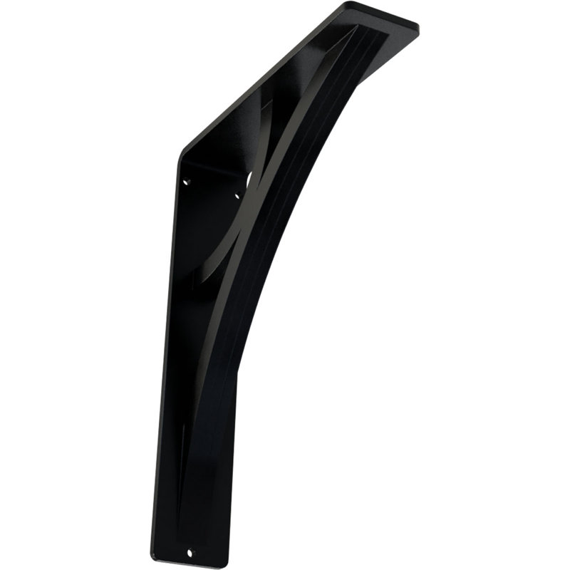 Galveston Wrought Iron Bracket, (Triple center brace), Powder Coated Black, 15" H x 2" W x 12" D