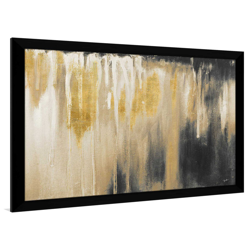 «Gold Paysage I», reproduction sur toile flottante, H 31,5 po x l 31,5 po x P 1 po, Cadre chocolat patiné