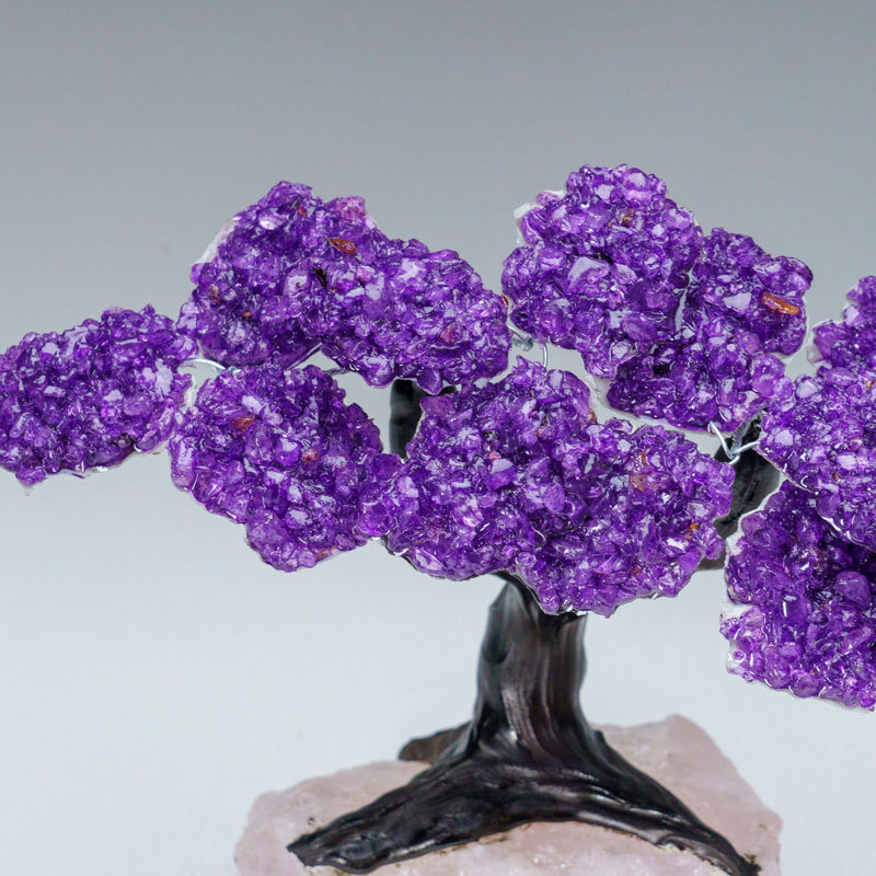 Custom - Amethyst Clustered Gemstone Tree On Rose Quartz Matrix (The Protection Tree)