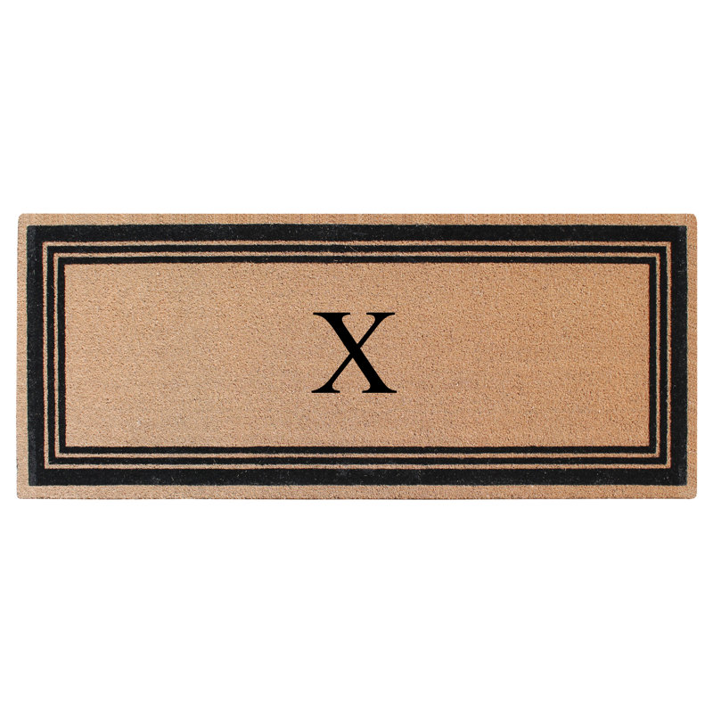 Monogrammed Triple Classic Border Natural Coir Door Mat with PVC Backing – Heavy-Duty, Anti-Shed & Easy to Clean, 57" x 24"