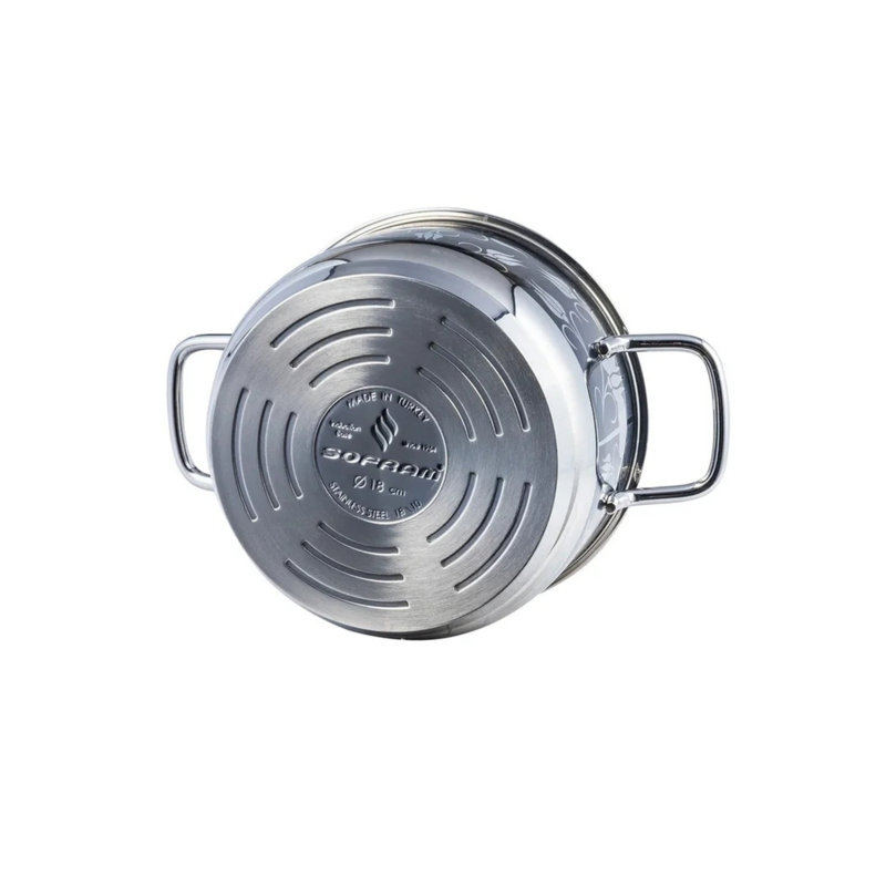 SOFRAM 1.85 Quarts Stainless Steel Pot Set, Black/Silver