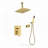 10 inch Gold Brass Ceiling Mounted Shower System Combo Set with Handheld Shower Head