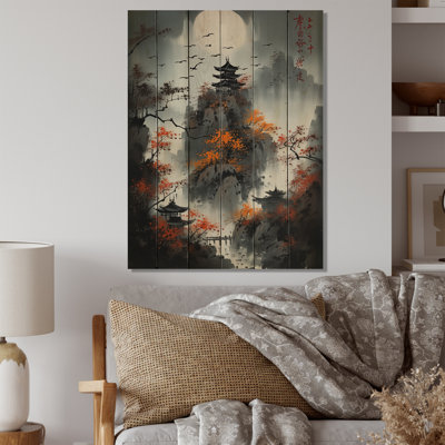 Sinechra " Moonset And Japonese Maple Tree I "