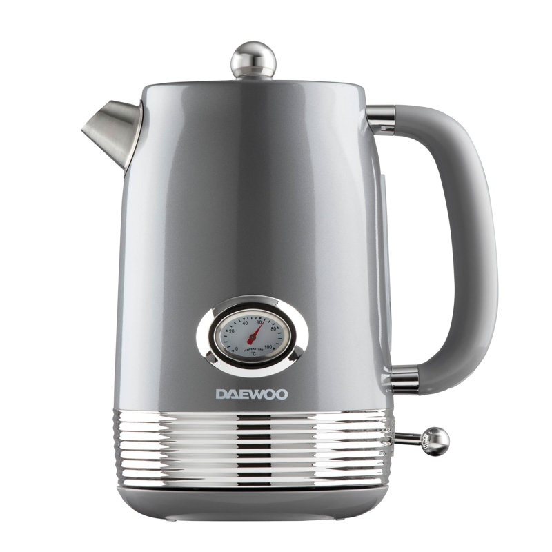 Daewoo Denver Collection 1.5L Retro Kettle 6-Cups-in-1-Boil Jug Temperature Gauge, Smoked Grey