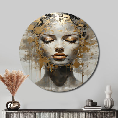 Femme méditation «Mind II» - Art spirituel rond en métal