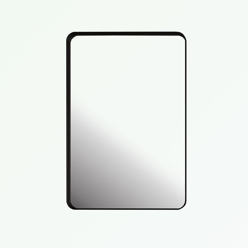 Miroir mural avec tablettes réglables et rangement, Noir