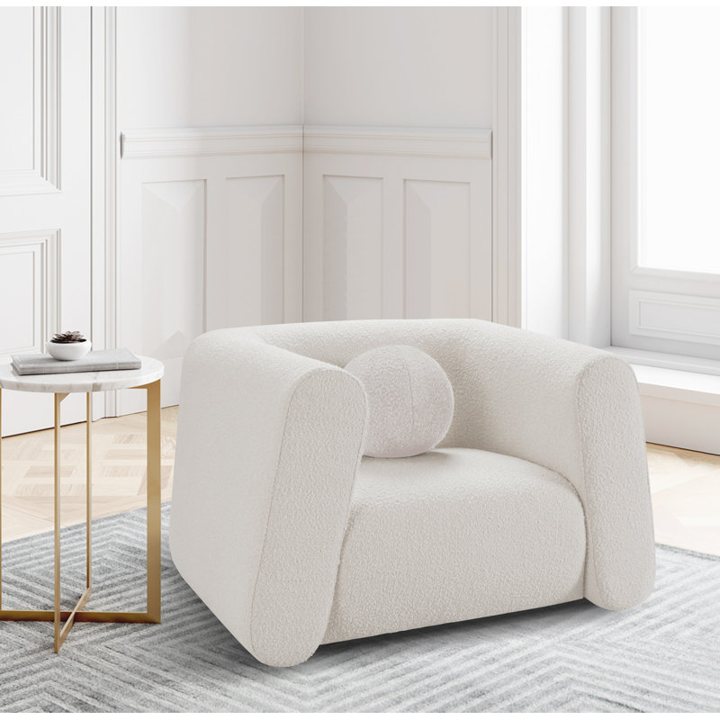 Dalinda Upholstered Armchair, Cream Boucle Fabric