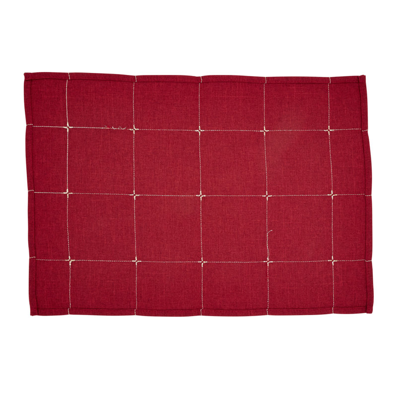Napperon brodé (ensemble de 4), Rouge