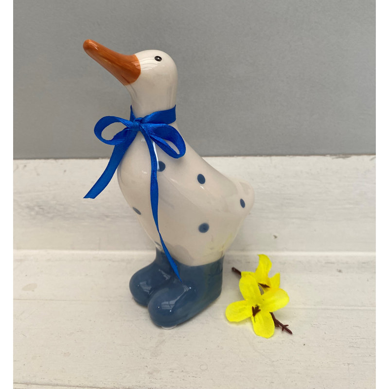 Tedeschi Animals Statue, White/Blue, 14" H x 4" W x 4" D
