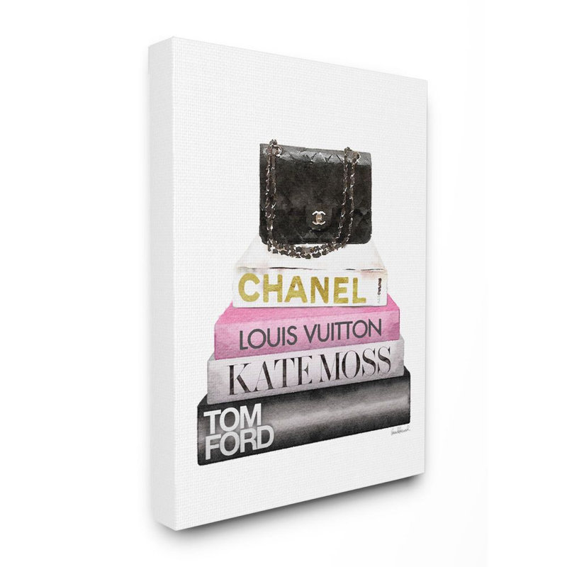 « mode-main bookstack rose black », impression, Toile tendue, H 30 po x l 24 po