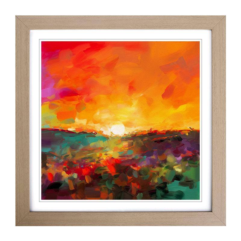 Sunset Gestural Art - Framed Print, Oak