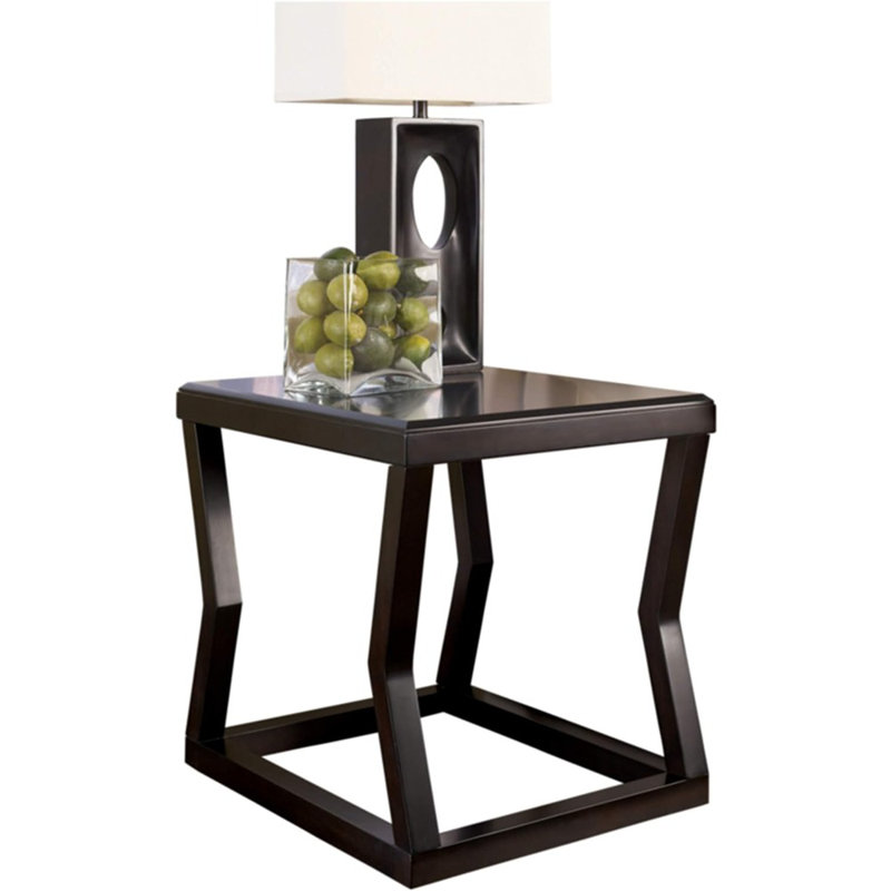 Espresso Rectangular Wood and Glass End Table