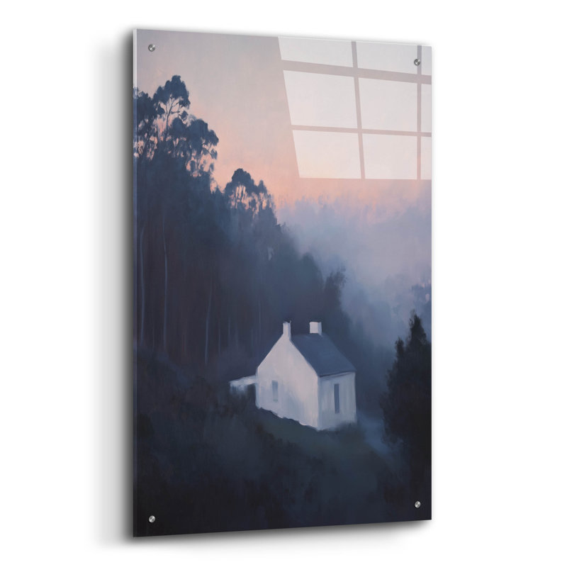 «House In The Mountains» par Svetlana Aleynikova, art mural en verre acrylique, H 36 po x l 24 po