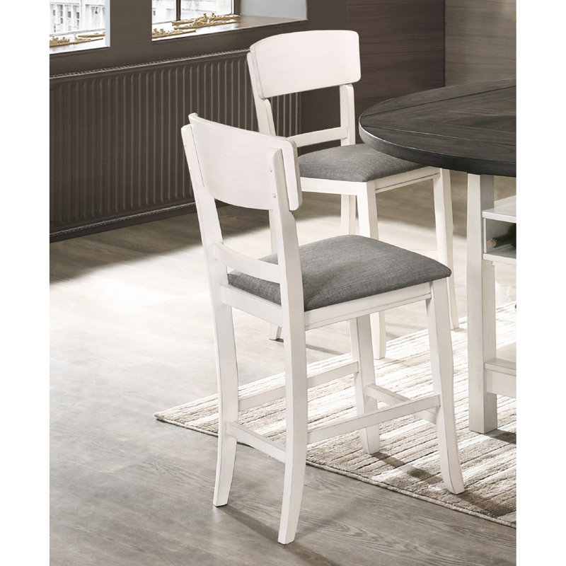 Chaise de salle à manger à hauteur de comptoir 2 pièces, dossier rembourré, pieds évasés modernes, coussin pour chaises de pièce 2 pièces, bois, coussin, dossier