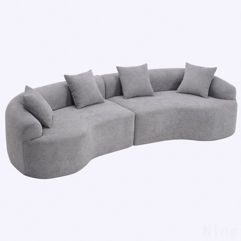 Canapé courbé désossé, canapé modulaire à compression de 110 po, gris à haute densité, canapé-lit pour salon, salon, appartement, chenille