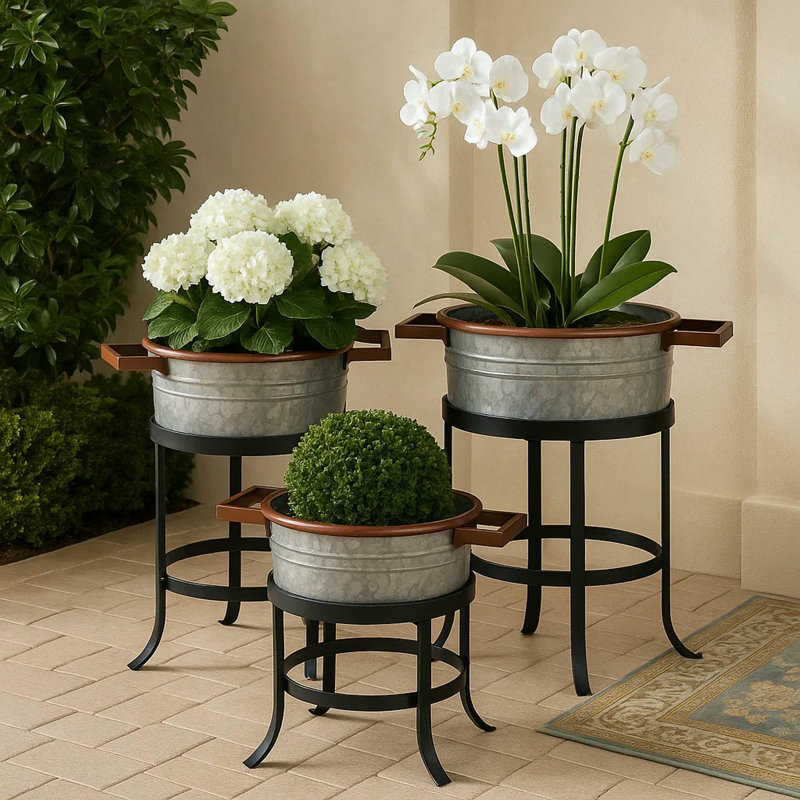 Ensemble de pots à fleurs en fer 3 pièces Tayzlee