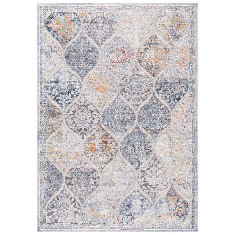 Tapis gris et beige à motif géométrique, Tapis de couloir : 3 pi x 10 pi