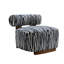 Chaise d'appoint Niya Zebra avec dossier cylindrique, chenille bleu-blanc-130982270