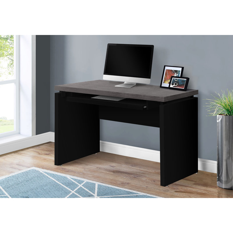 Bureau d'ordinateur moderne de 48 po avec design en stratifié noir, idéal pour le bureau à domicile en stratifié d'ordinateur portable contemporain, travail efficace