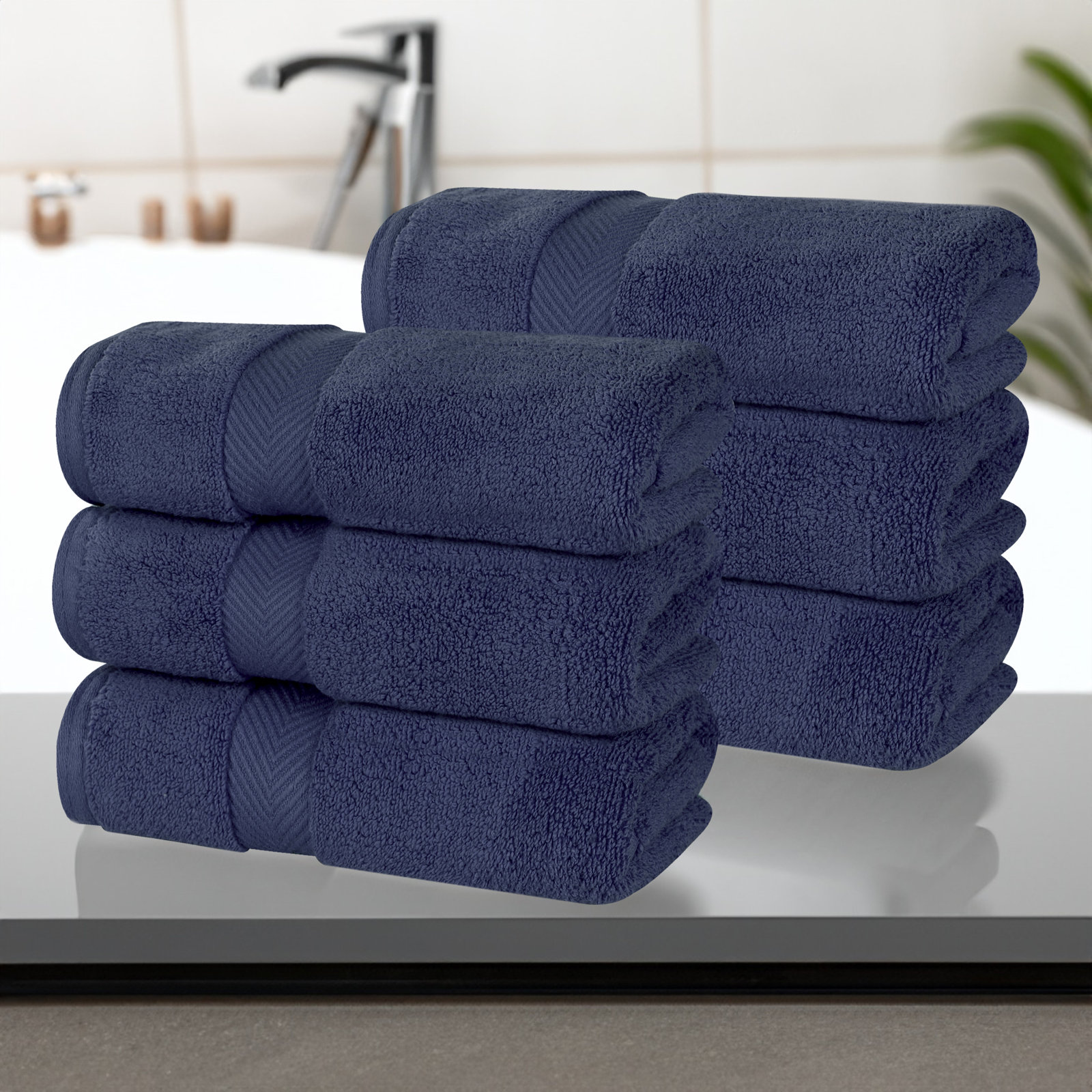 Cortright Chevron Cotton Hand Towel, Midnight