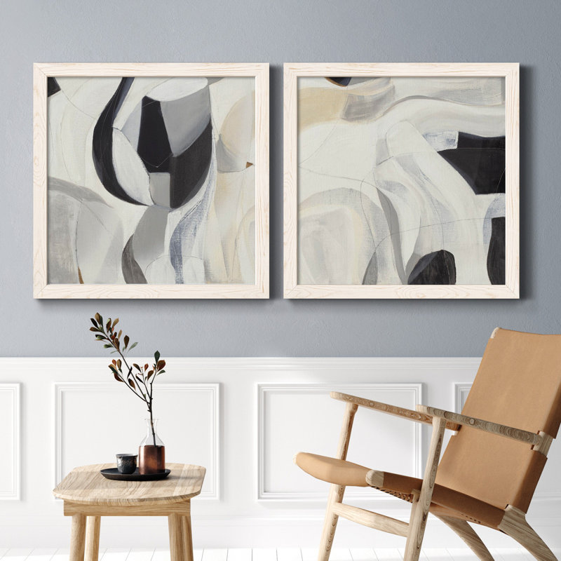 La recherche I - ensemble de 2 reproductions d'art sur toile, H 27,5 po x l 55 po x P 1,5 po, Cadre blanc