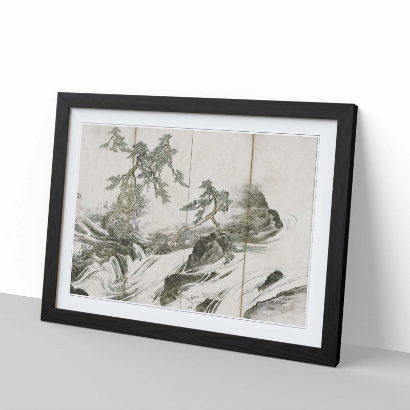 The Hozu River by Takeuchi Seiho - Picture Frame Painting Print, Black Framed, 36cm H x 48cm W x 2cm D