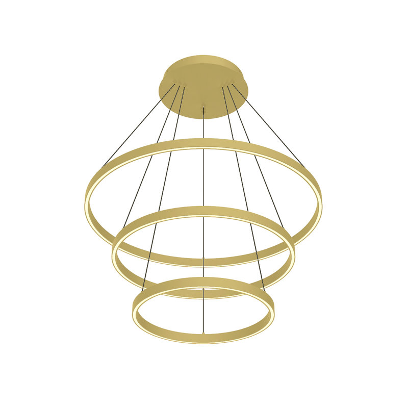 Cerchio 3 - Light Dimmable Tiered Chandelier, 1.5" H x 31.5" W x 31.5" D, Brushed Gold, LED