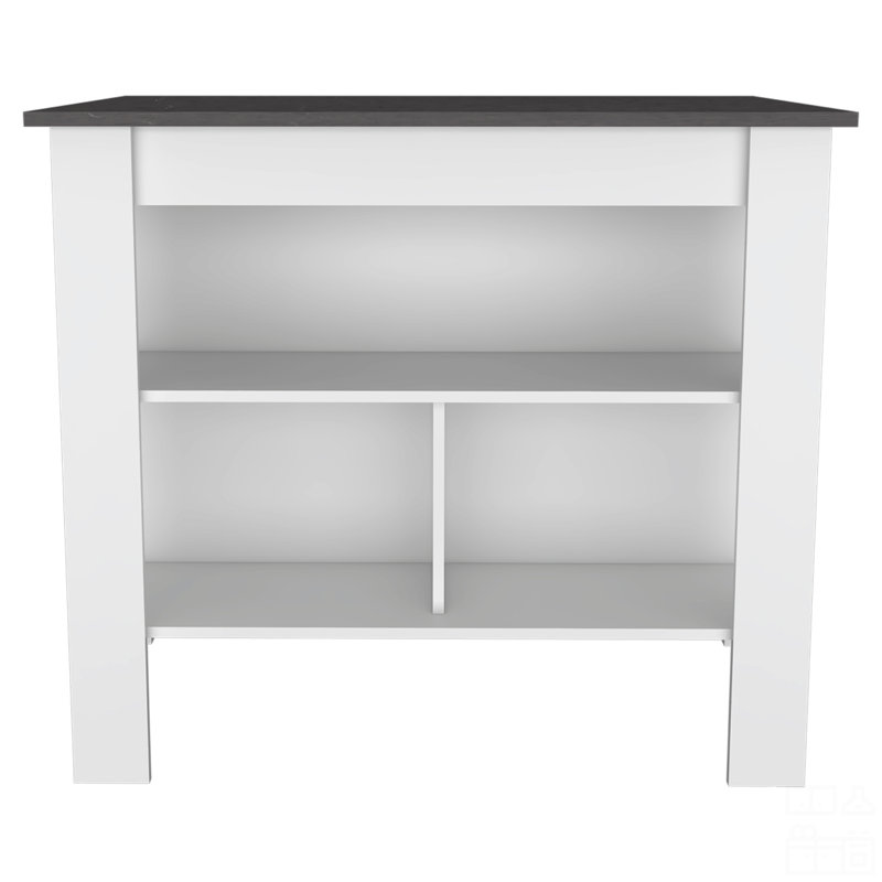 3-Shelf Kitchen Island, White