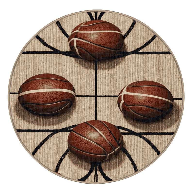  Washable Racquetball Sports Area Rug, Rond 6 pi