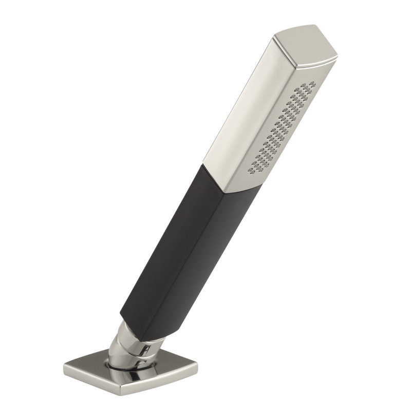 Pomme de douche à main 2 voies avec poignée noire Shift 2,5 GPM, Nickel poli éclatant