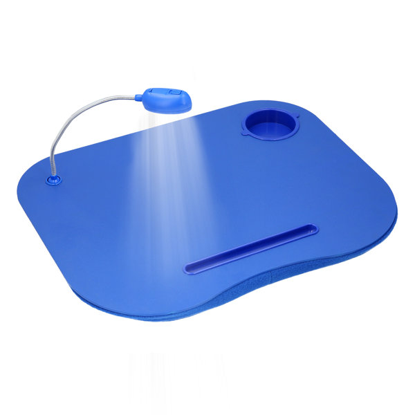 Escritorio para laptop Landun - Mesa portátil con cojín de vellón relleno de espuma, luz LED y portavasos - Escritorio de cama para tareas o lectura de Lavish Home 2