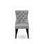 L'ensemble de table de salle à manger 7 pièces comprend une table ronde de 54 po avec piédestal et 6 chaises rembourrées en tissu de polyester gris clair, noir sablé-141864260-141864262