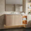 Meuble-lavabo flottant moderne avec armoire, plateau en pierre frittée