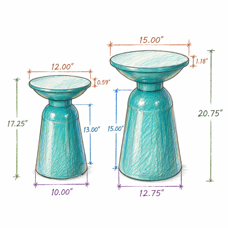 Ensemble de 2 tables d'appoint en fer Serenita, Teal