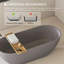 63" Luxury Solid Surface Bathtub, Stone Resin Freestanding Soaking Bathtub With Overflow And Pop-Up Drain For Contemporary Bathroom, Matte Grey