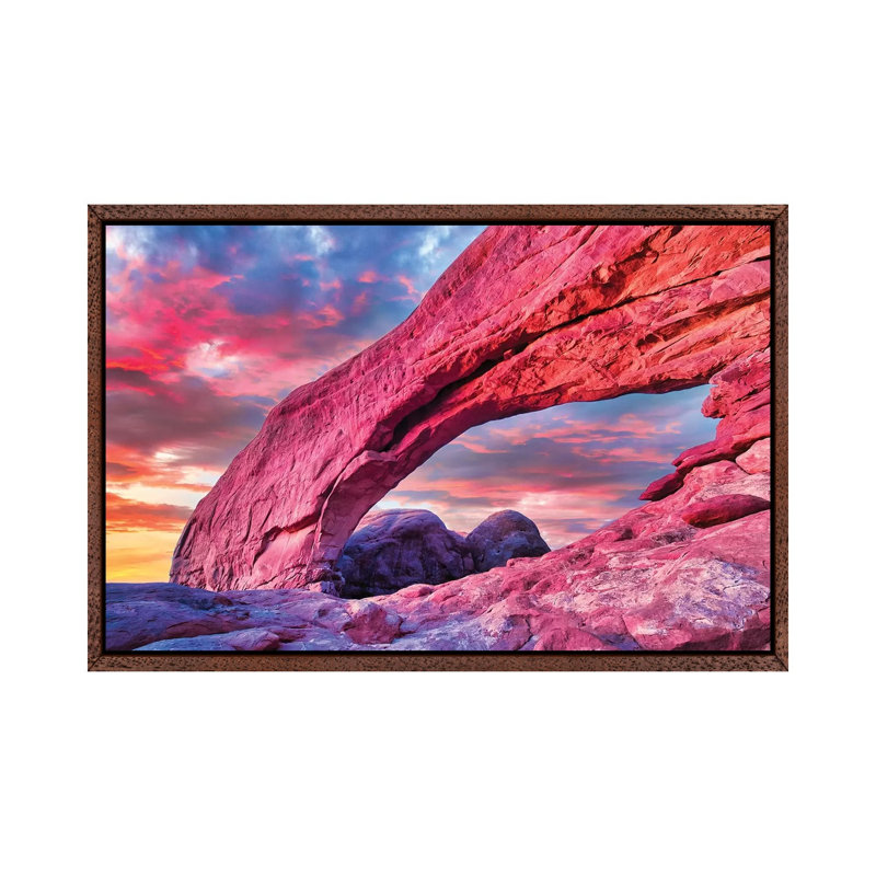 Moab Arch by Mark Paulda - Print on Canvas, 45.72cm H x 66.04cm W x 3.81cm D, Classic Brown Wood Floater Framed