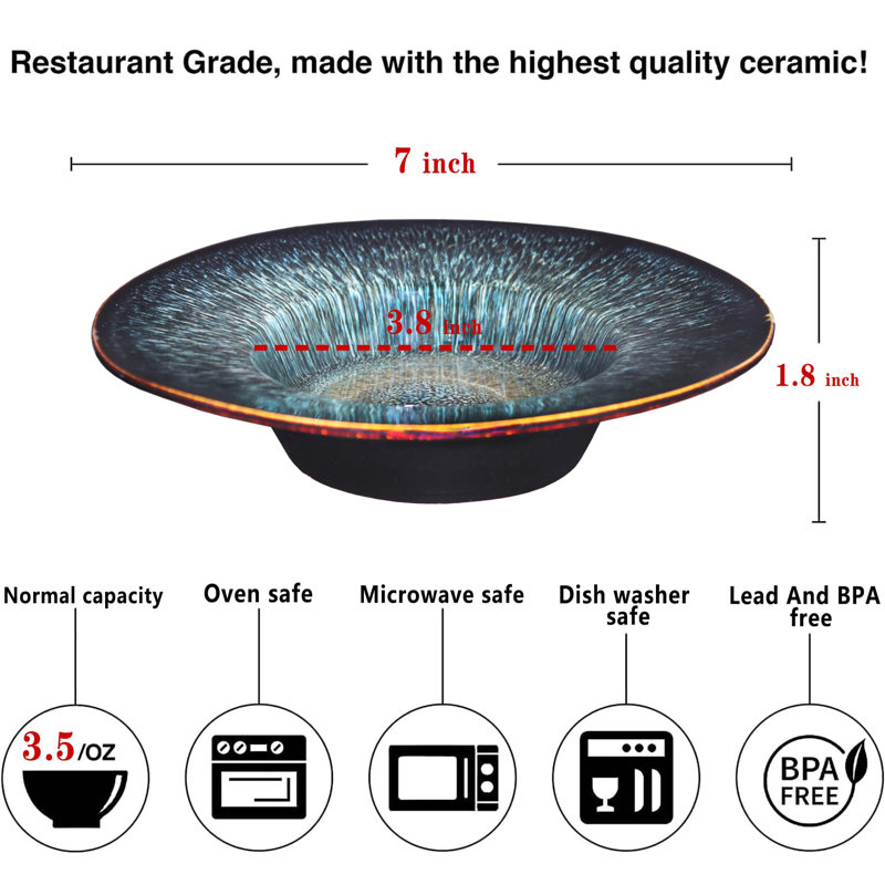 Bols à soupe, assiette à soupe, ensemble de 2 bols à pâtes 3,5 oz, assiettes à bols peu profondes, bols en porcelaine