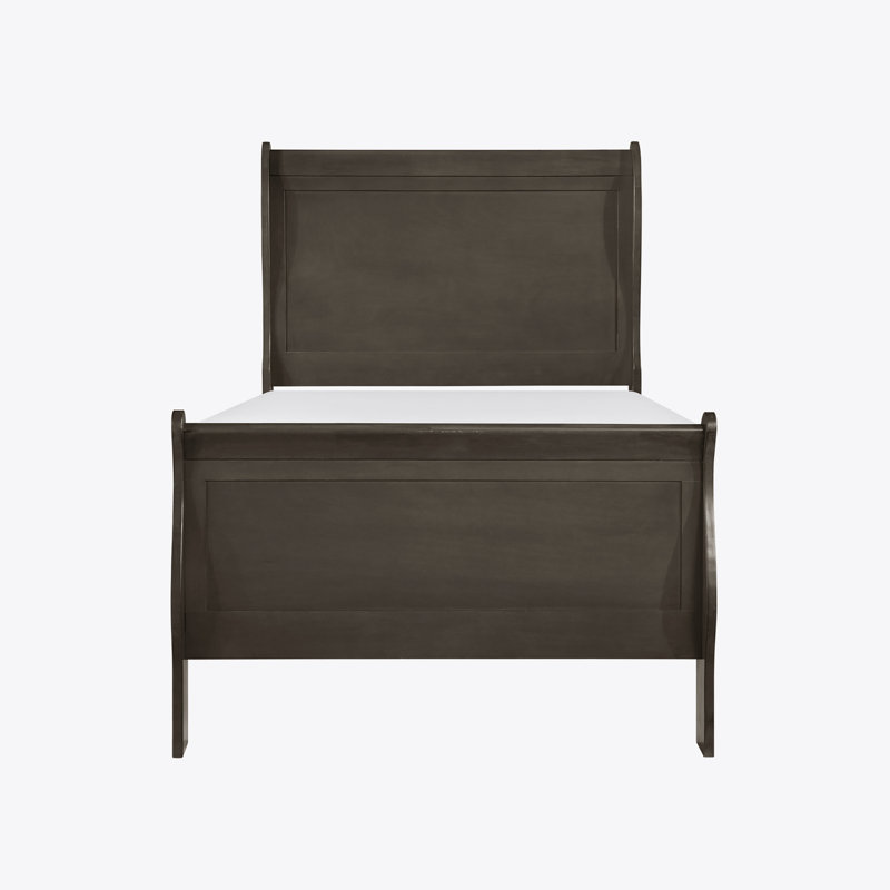 Lit, Simple, Gris, Bois massif et bois manufacturé