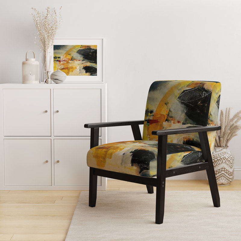 Abraxas - Upholstered Modern Accent Arm Chair, Black Square Arms