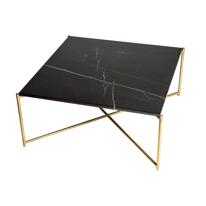 Bedell Four Leg Coffee Table, Black, Brass
